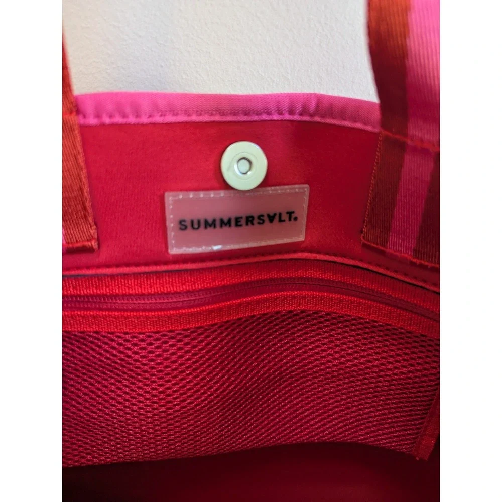 SUMMERSALT Beach Pool Tote Purse Shoulder Bag Neoprene Pink/Red Water Resistant